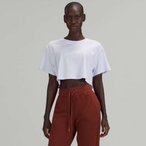 Lululemon women's All Yours pastel blue cropped short sleeve tee size 6